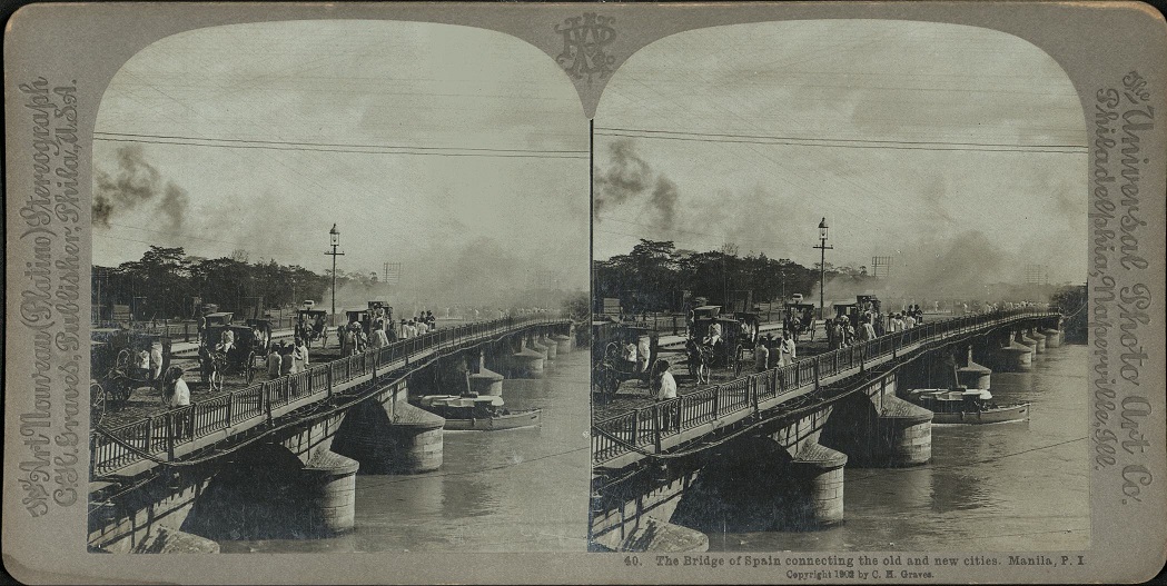 The Bridge of Spain connecting the old and new cities. Manila, P. I.